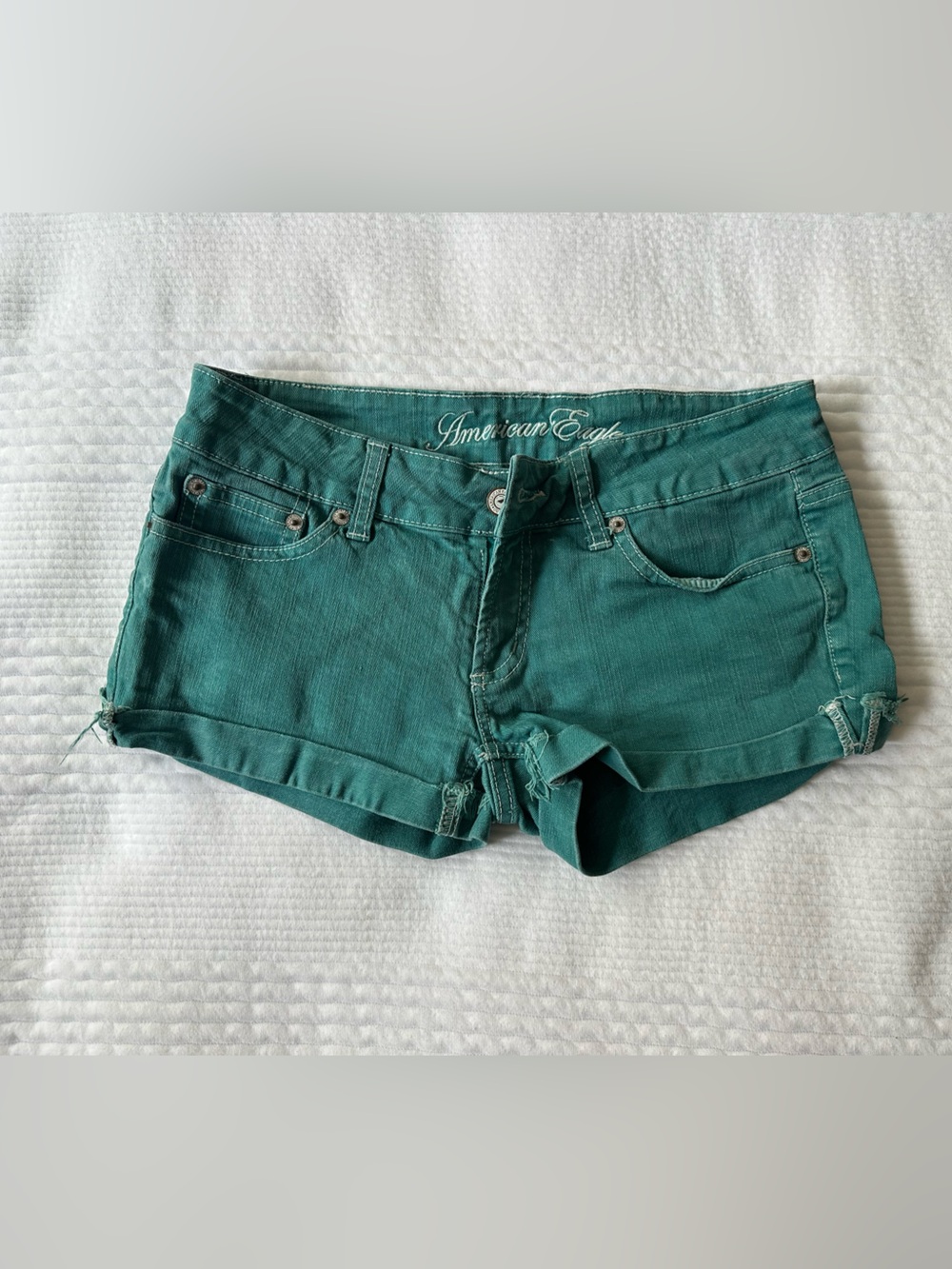 American Eagle Outfitters Teal Green Denim Short Shorts